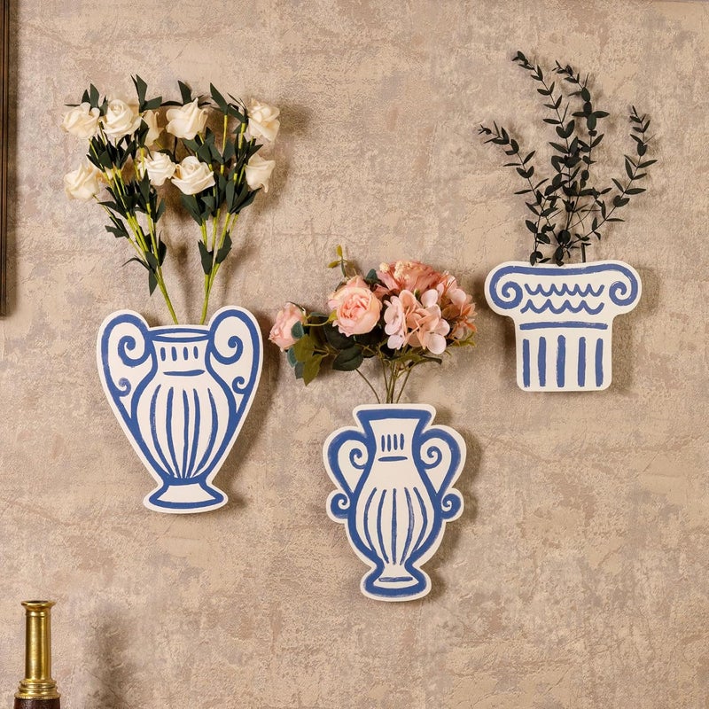 AIM & GGKK Wall Vases for Decor, Set of 3 Metal Wall Mounted Vase for Bedroom Living Room Bathroom Kitchen Modern Metal Decor - Image 3